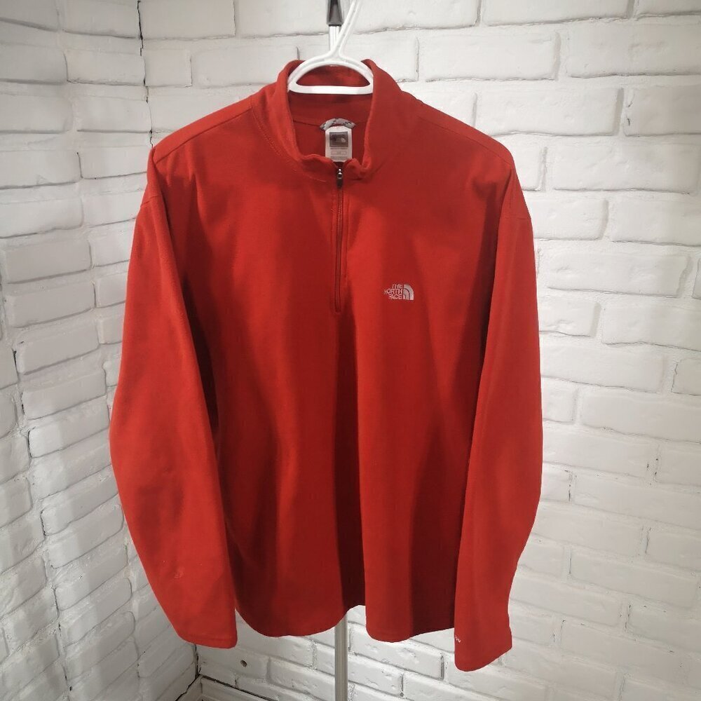 The North Face TKA100 Men's Size Large Red 1/4 Zip Fleece Sweat Shirt